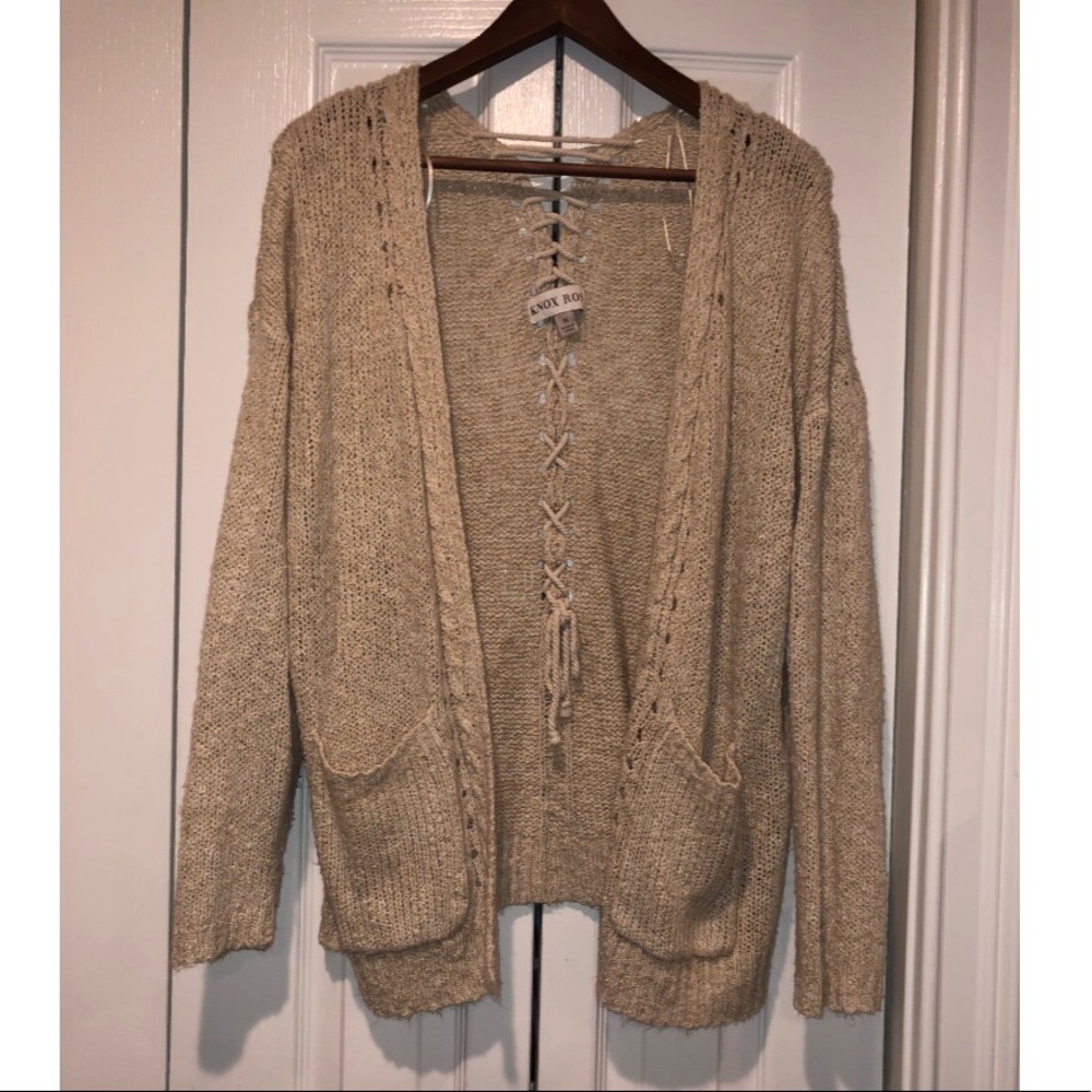 Knox Rose Lace up Cardigan Sweater